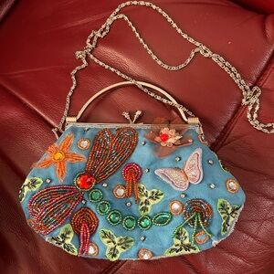 Embroidered Blue Handbag